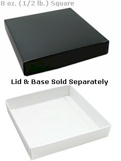 5-9/16 x 5-9/16 x 1-1/8 White 8 oz. (1/2 lb.) Square Candy Box BASE 250/Case