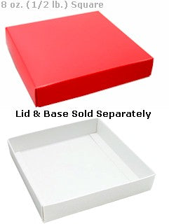 5-9/16 x 5-9/16 x 1-1/8 White 8 oz. (1/2 lb.) Square Candy Box BASE 250/Case