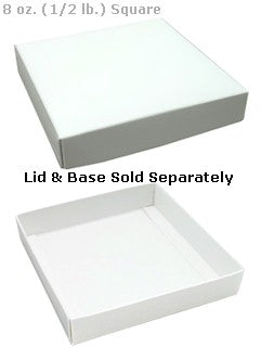 5-3/4 x 5-3/4 x 1-1/8 White 8 oz. (1/2 lb.) Square Candy Box LID 250/Case