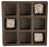 7-7/16 x 7-7/16 x 15/16 (16 oz.) Square Candy Tray Brown 9 Cavities 500/Case
