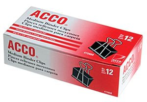 Binder Clips - Medium 1-1/4", 12 clips/retail pack, 12 retail packs/box