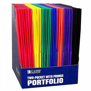 Two-Pocket Portfolio Folders with Prongs, Heavy Weight Poly (Assorted Colors), 36 folders/display