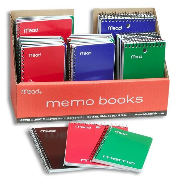 Mead Wirebound Memo Notebook Display Contains 4 sizes, 48 total per case