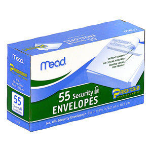 75030 Mead #6-3/4 Press-n-Seal Security Envelopes, 55 envelopes/box, 24 boxes/case