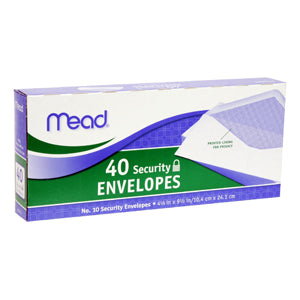 75214 Mead #10 Security Envelopes, 40 envelopes/box, 24 boxes/case