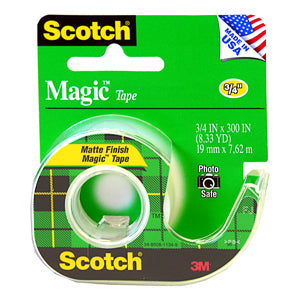 3M Scotch Magic Tape (Matte Finish) 3/4"x300" w/Dispenser, 12 rolls/box