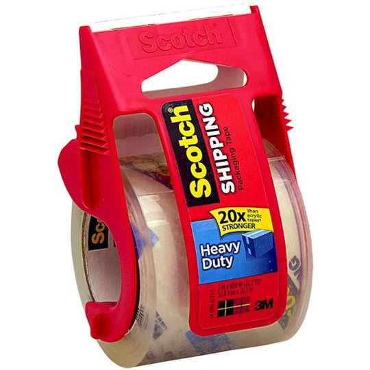 3M Scotch Crystal Clear Shipping Tape 1.88"x800" w/Dispenser, 6 rolls/box