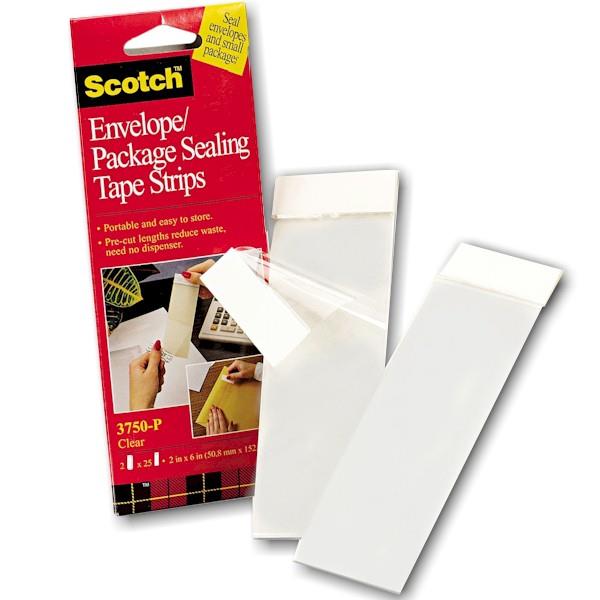 3M Scotch Envelope/Package Sealing Strips 2"x6" - 2 strips/pack, 20 packs/box