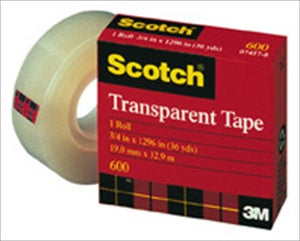 3M Scotch Transparent Tape (Shiny Finish) 3/4"x36 yards Desk Dispenser Refills, 12 rolls/box