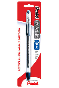 Pentel RSVP Ballpoint Pen, Fine, Blue, Carded 6/Box