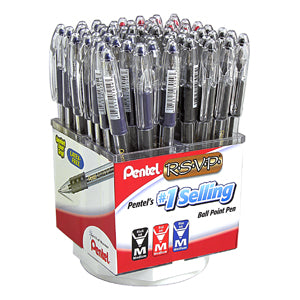 Pentel Ballpoint Pen Display 60 pc RSVP Ballpoint Pens, Medium 60/Case