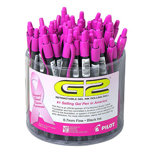 Pilot Pink Ribbon Pen Display 48 pc Black Ink Tub Display 48/Case