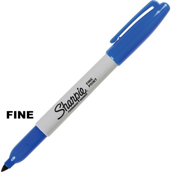 Sharpie Marker Fine Point Blue Permanent, 12/box