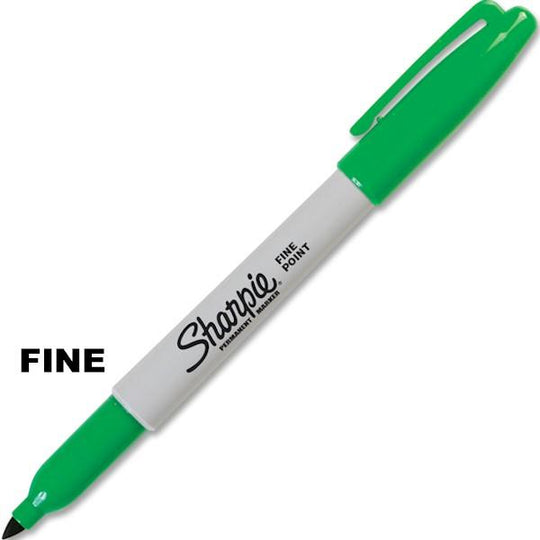 Sharpie Marker Fine Point Green Permanent, 12/box