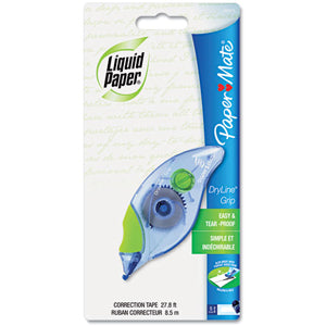 Liquid Paper Dryline Grip PaperMate White Correction Tape (27.8 feet), 12/Pack