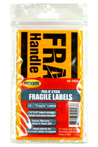 PackRite Fragile Labels 3"x5" Carded - Fluorescent Orange, 10/Pack