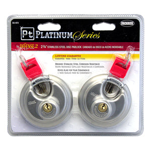 Platinum Series 2-Pack Brushed Stainless Steel 2-3/4" Disc Lock, 2 locks/card, 4 cards/box