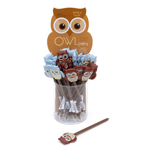 Owl Ballpoint Pen Display (wings move) Black Ink, Two Colors, 24 pens/display