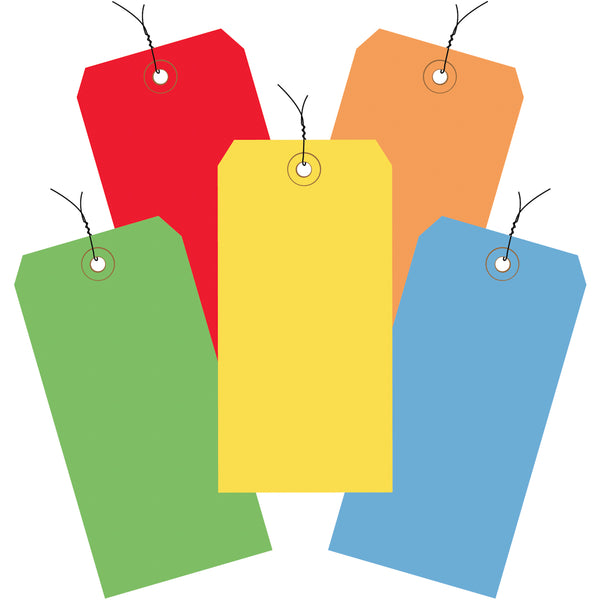 6 1/4 x 3 1/8 Assorted Color 13 Pt. Shipping Tags - Pre-Wired 1000/Case