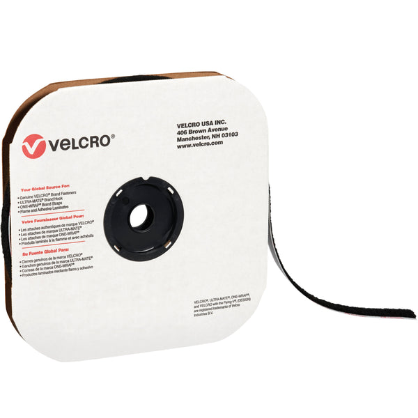 1 1/2" x 75' - Hook - Black VELCRO Brand Tape - Individual Strips