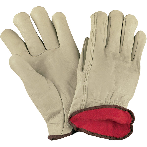 Cowhide Leather Drivers Gloves Lined - XLarge - 3 Pair/Case