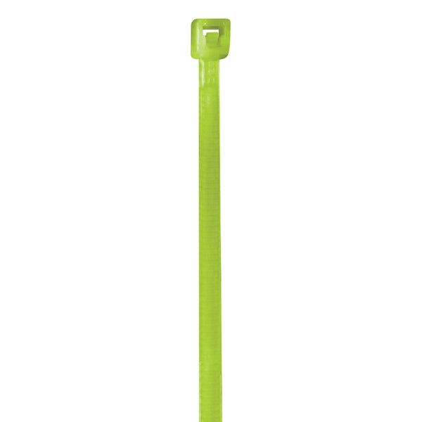 18" (50 lb Tensile) Fluorescent Green Cable Ties 500/Case