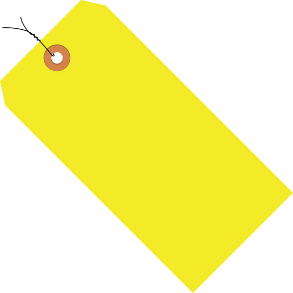 6 1/4 x 3 1/8 Fluorescent Yellow 13 Pt. Shipping Tags - Pre-Wired 1000/Case