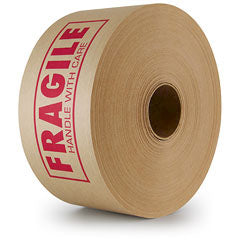 3" x 450 Feet #260 Printed Fragile (S-3 Heavy Duty) Brown Kraft Gummed Tape 10/Case