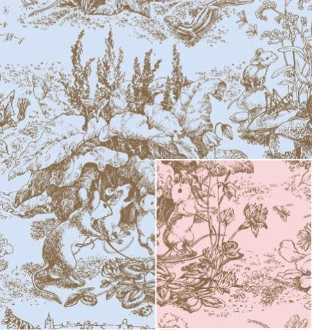 24" x 833 Feet Baby Toile Reversible Full Ream Gift Wrap