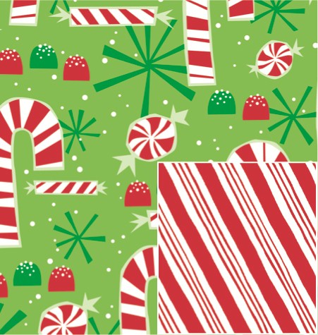 24" x 833 Feet Contempo Canes Reversible Full Ream Gift Wrap