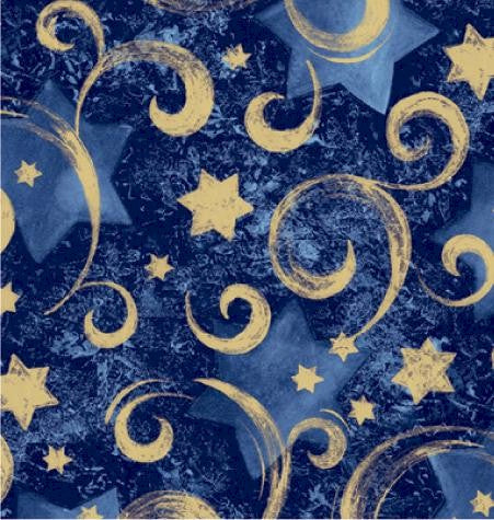 24" x 833 Feet Gold Star Chanukah Full Ream Gift Wrap