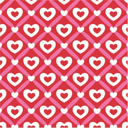 24" x 417 Feet Heart Lattice Half Ream Gift Wrap