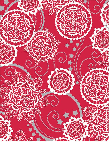 24" x 417 Feet Lacy Snowflakes Half Ream Gift Wrap