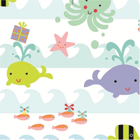 24" x 833 Feet Sea Babies Full Ream Gift Wrap