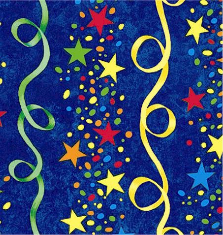 24" x 417 Feet Stars & Streamers Half Ream Gift Wrap