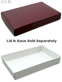 7-1/8 x 4-1/2 x 1-1/8 Burgundy 1/2 lb. Rectangular Candy Box LID 250/Case