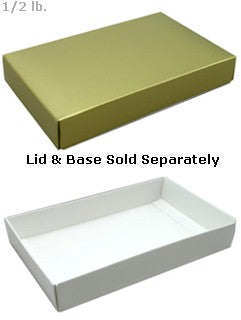 7-1/8 x 4-1/2 x 1-1/8 Gold 1/2 lb. Rectangular Candy Box LID 250/Case