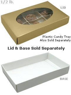 1/2 lb. gold oval window candy boxes