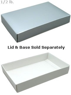 7-1/8 x 4-1/2 x 1-1/8 Silver 1/2 lb. Rectangular Candy Box LID 250/Case
