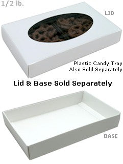7-1/8 x 4-1/2 x 1-1/8 White 1/2 lb. Oval Window Candy Box LID 250/Case