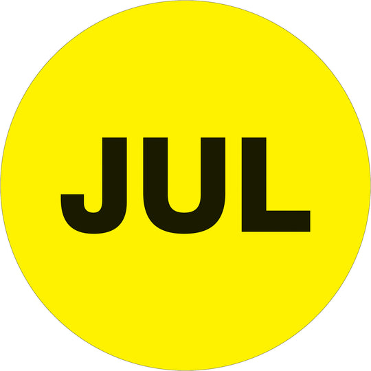 2" Circle - "JUL" (Fluorescent Yellow) Months of the Year Labels 500/Roll