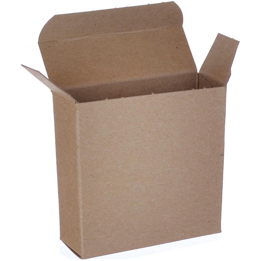 3 1/2 x 1 1/4 x 3 1/2 Brown 24pt 1-pc Chipboard Folding Carton 1000/Case