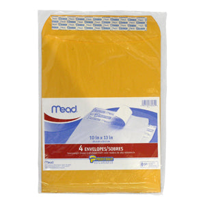 76082 Mead 10"x13" Press-n-Seal Kraft Catalog Envelopes, 4 envelopes/retail pack, 12 retail packs/case