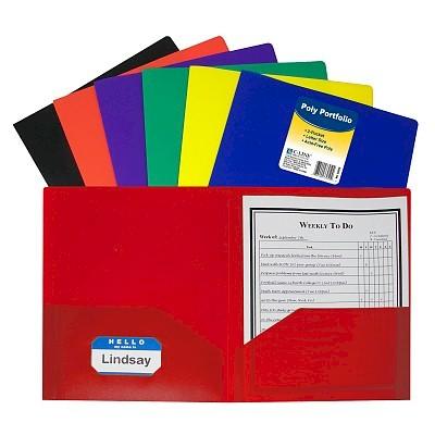 Two-Pocket Portfolio Folders, Heavy Weight Poly (Assorted Colors), 36 folders/display