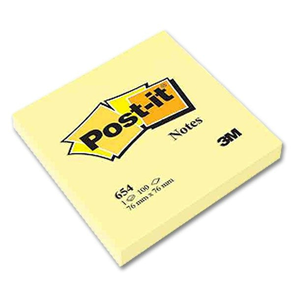 3M Scotch Yellow Post-It Notes 3"x3", 100 sheets/pad, 12 pads/pack