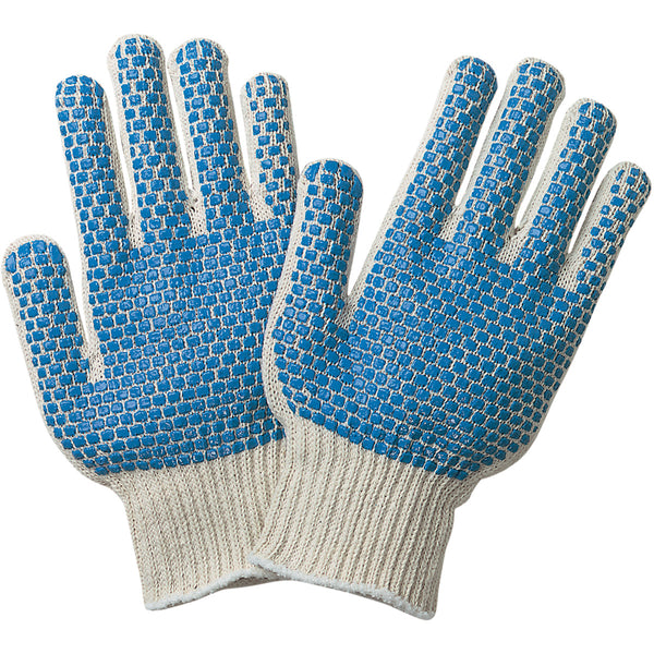 PVC Blue Dot Knit Gloves - Small - 12 Pair/Case