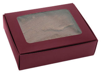 4-9/16 x 3-9/16 x 1-1/4 (1/4 lb.) Burgundy 1 Piece Rectangle-Window Candy Boxes 250/Case