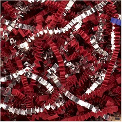 Red Silver Crinkle Cut Paper Shred - 10 lbs./case