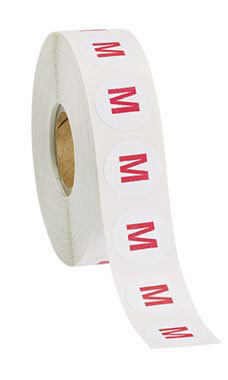 M Round Clothing Size Labels 1000/Roll