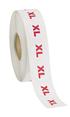 XL Round Clothing Size Labels 1000/Roll